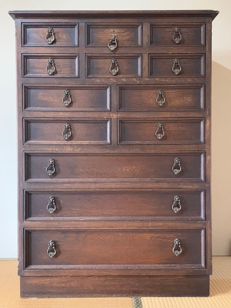 永田良介　神戸家具 木製　チェスト たんす　押入れ　13 引き出し　ビンテージ