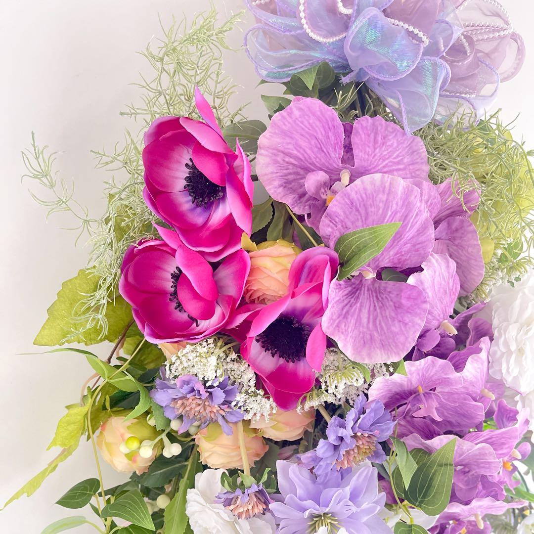 胡蝶蘭の華やかなフラワースワッグ 光触媒フラワー 開店祝いや誕生日や記念日に！