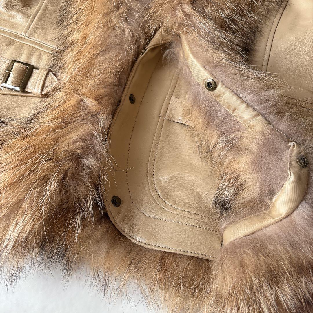 y2k 未使用 羊革 リアルレザー ジャケット リアルファー付 定価10万超