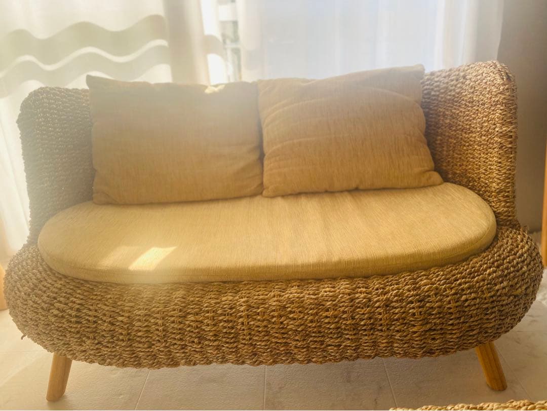 Baliバリ島バナナリーフ製ソファ ベージュ