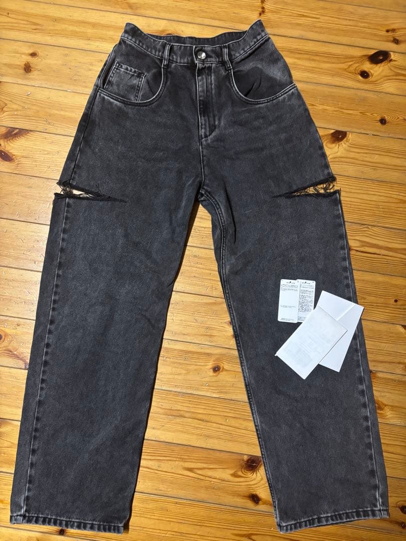 ダークグレー カットアウトデニムパンツ 42マルジェラMargiela ブラック