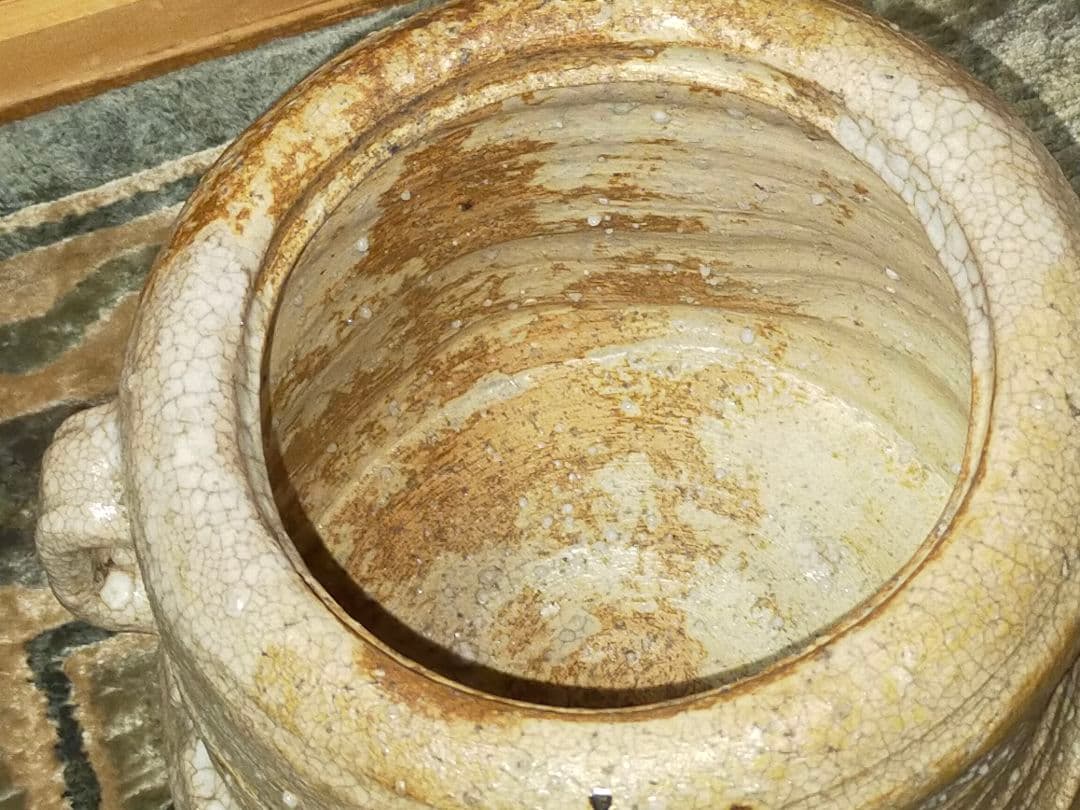 ♥美濃焼　美濃伊賀　水指　桐箱付き　茶道具　骨董品　古玩