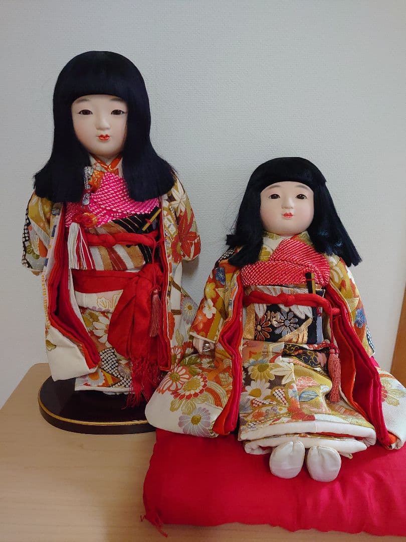 【送料込み】松寿作 市松人形 「浪花のいちまさん」立ち、座り2体セット 元箱付き