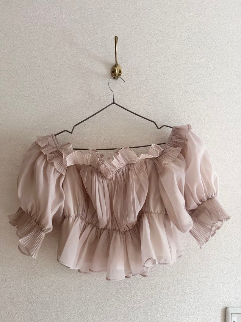 snidel ボリュームギャザーフリルオフショルブラウス