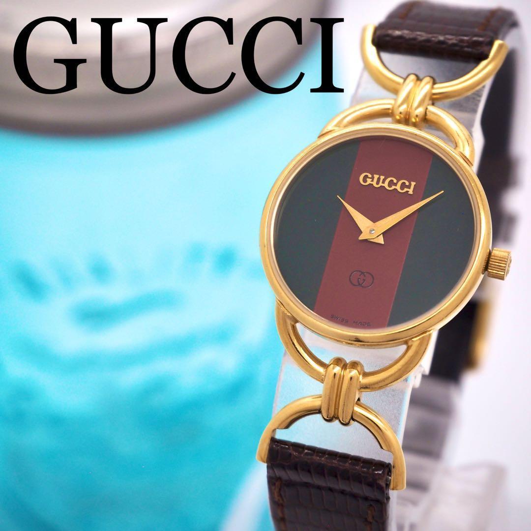 165 稼働【美品】GUCCI　6000L シェリーライン レディース 時計