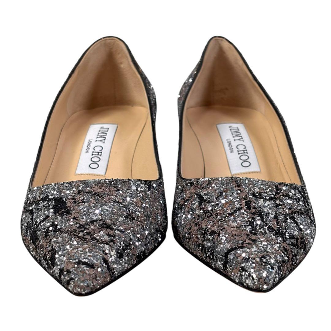 ほぼ新品 ジミーチュウ 35 1/2 22.5 パンプス グリッター シルバー