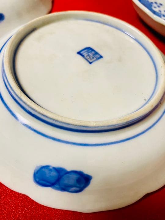 古伊万里　伊万里焼　印判　葡萄唐草　銘々皿　5客　新品