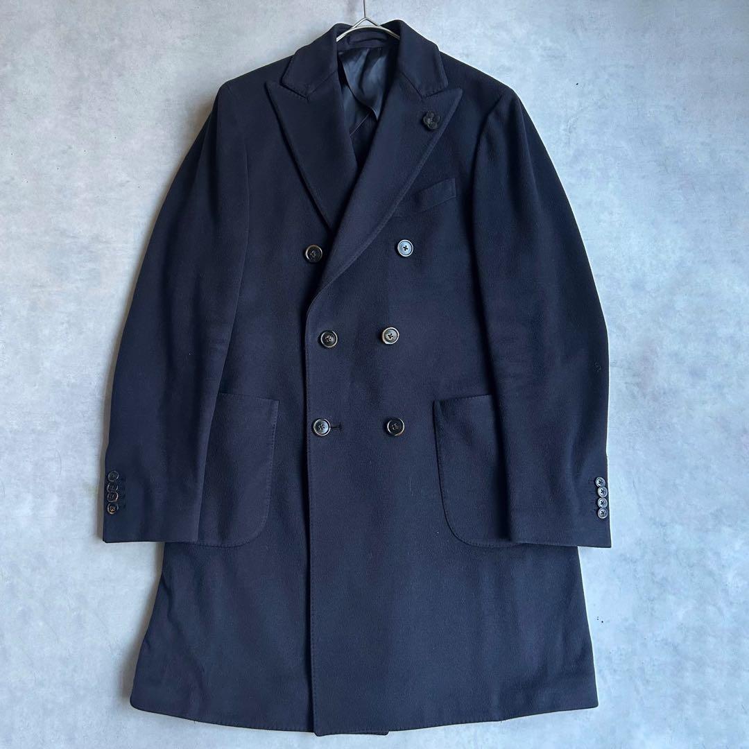 ラルディーニ チェスターコート ロング カシミヤ混 ダブル 通勤 ブートニエール