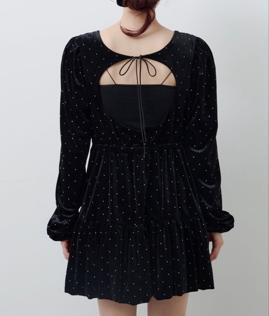 Kastane ベロアスタッズミニワンピース