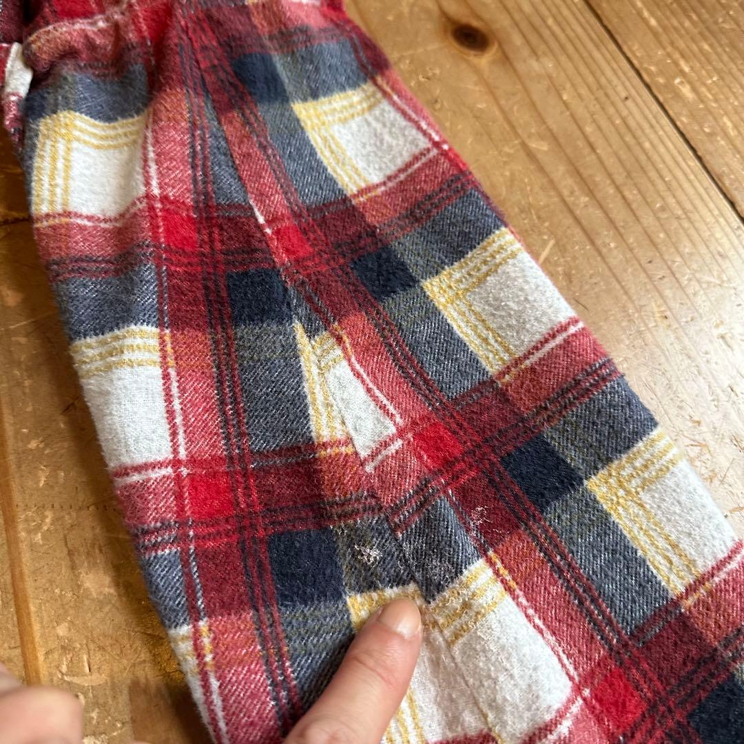 超希少 70s Sears オープンカラー プリントチェック ネルシャツ