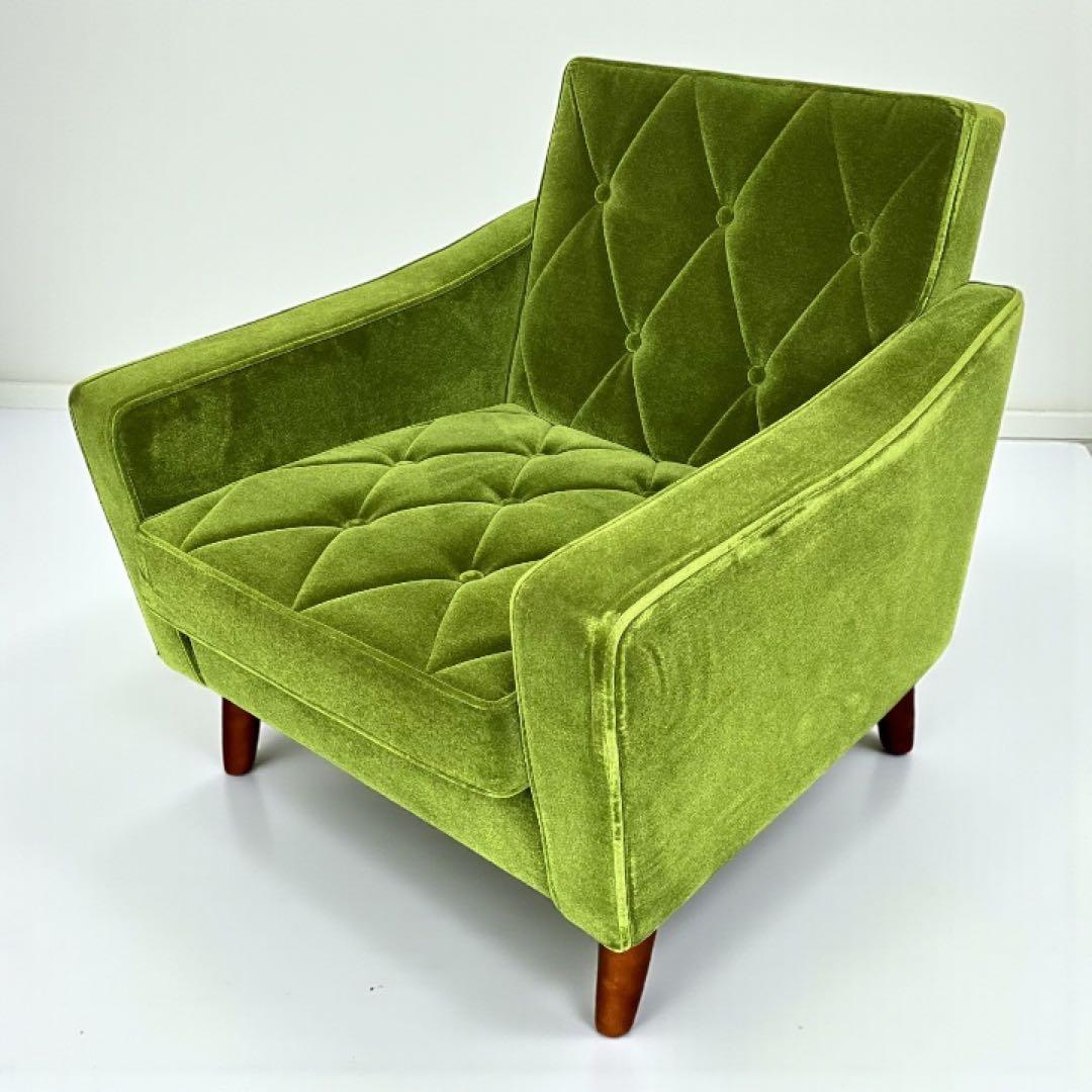 カリモク60　ロビーチェア　モケットグリーン 1人掛けソファ