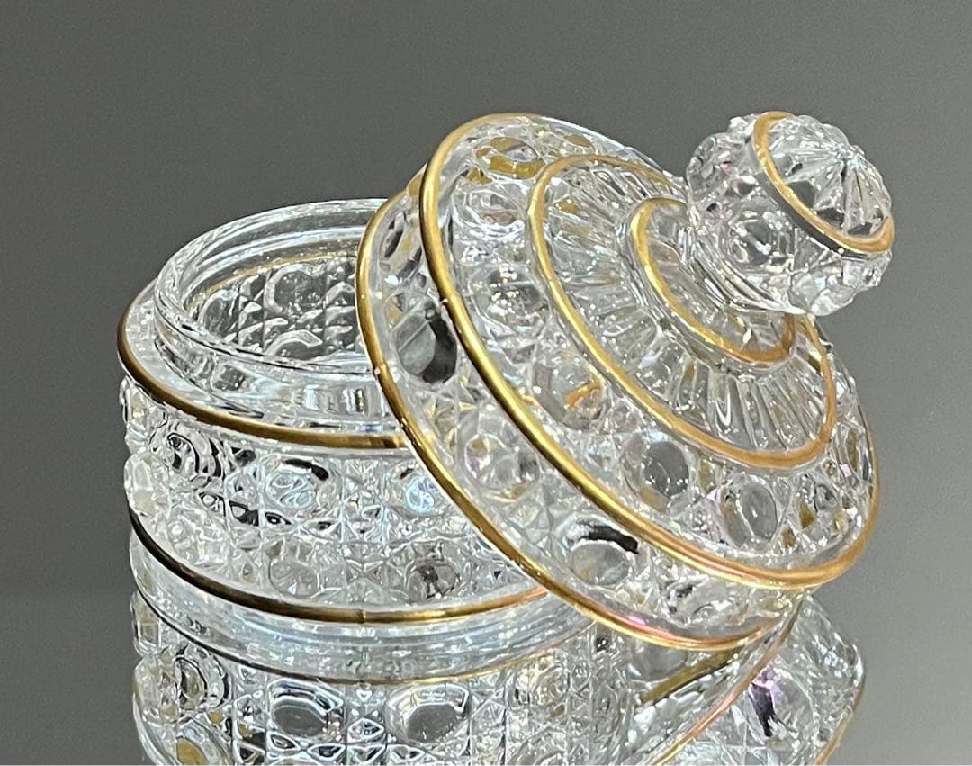 Baccarat バカラ/珍型 刻印有 金彩装飾 ディアマン・ピエーリー　蓋物