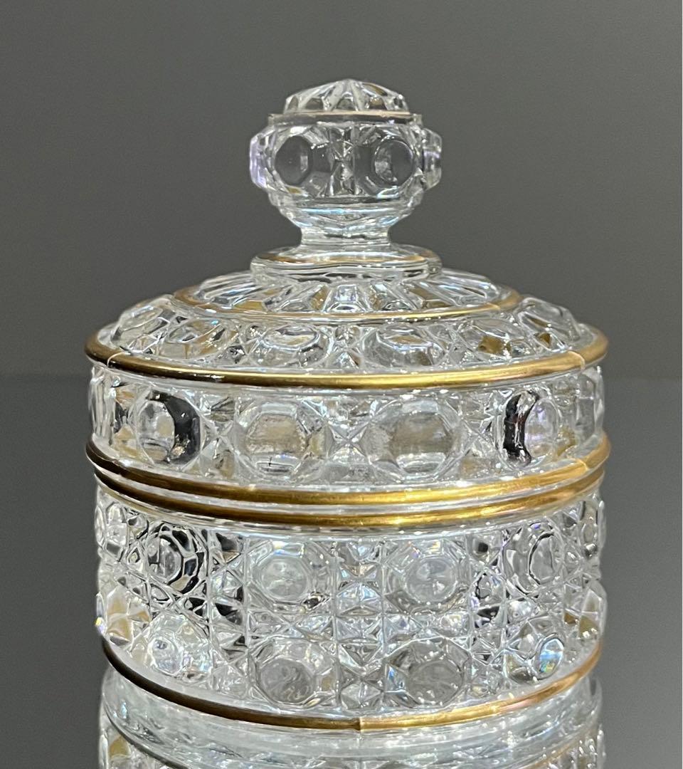 Baccarat バカラ/珍型 刻印有 金彩装飾 ディアマン・ピエーリー　蓋物