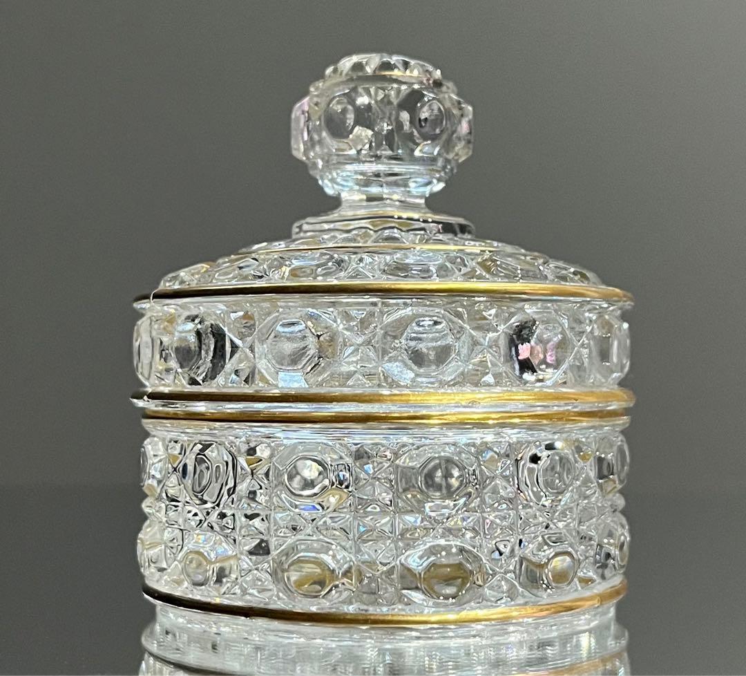 Baccarat バカラ/珍型 刻印有 金彩装飾 ディアマン・ピエーリー　蓋物