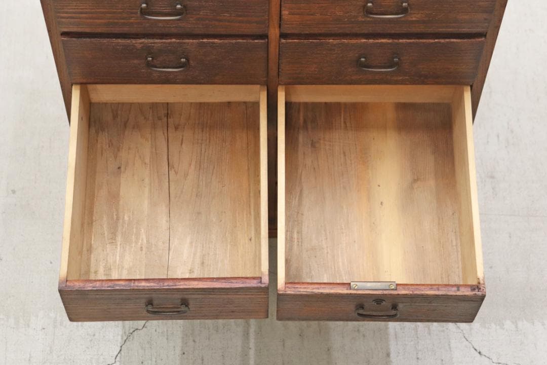 レトロ 無垢材 10杯 小引き出し 収納 抽斗 書類 小物入れ ヴィンテージ