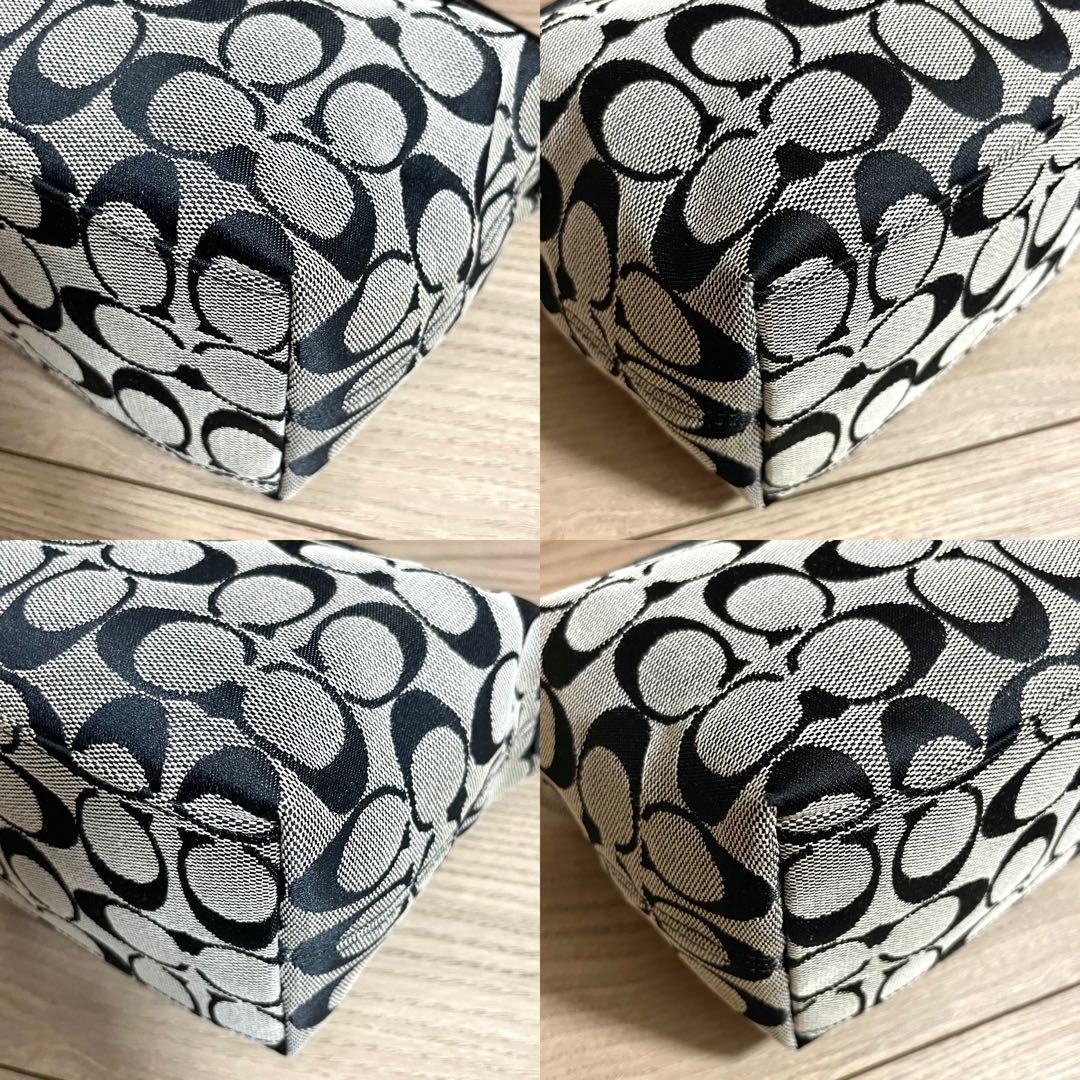 未使用/コーチ　アクセサリーポーチ　シグネチャー　ブラック　キャンバス　レザー