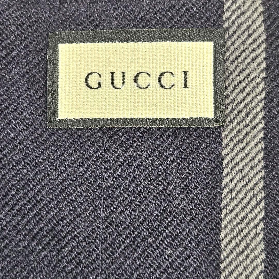 GUCCI グッチ ストール ショール マフラー ネイビー グレー GG柄