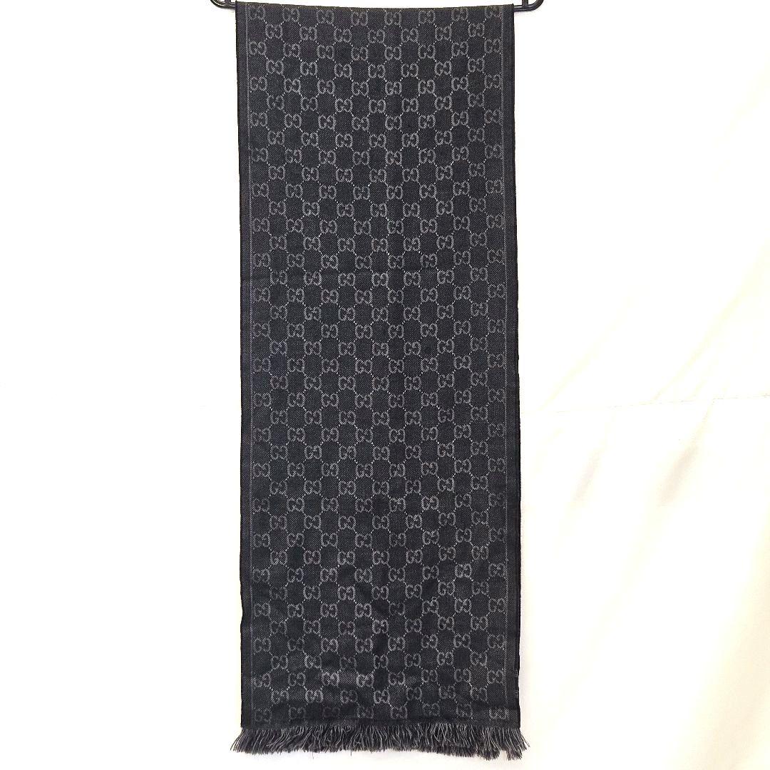 GUCCI グッチ ストール ショール マフラー ネイビー グレー GG柄