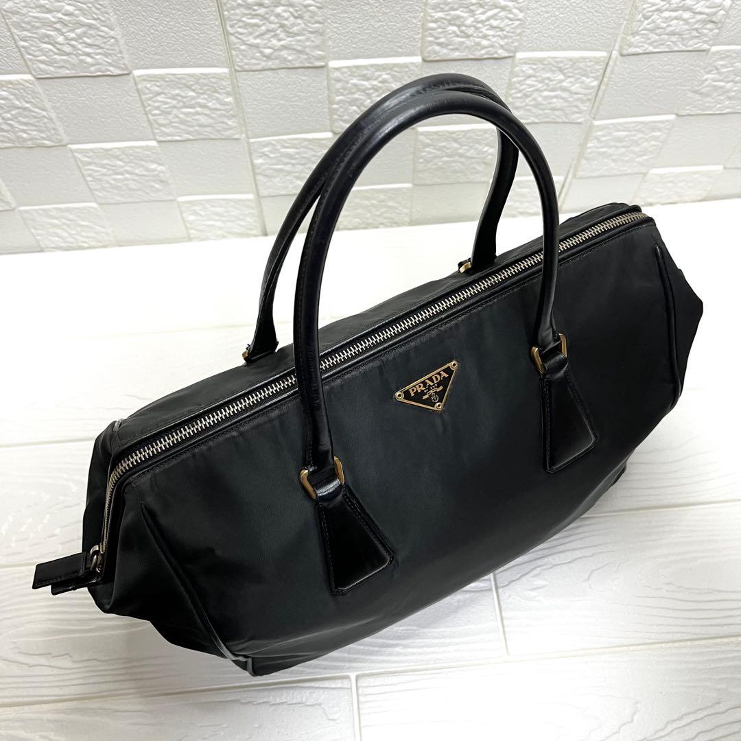 ✨美品✨☘️PRADA☘️✨トートバッグ✨三角ロゴ✨ナイロンレザー✨ゴールド金具✨