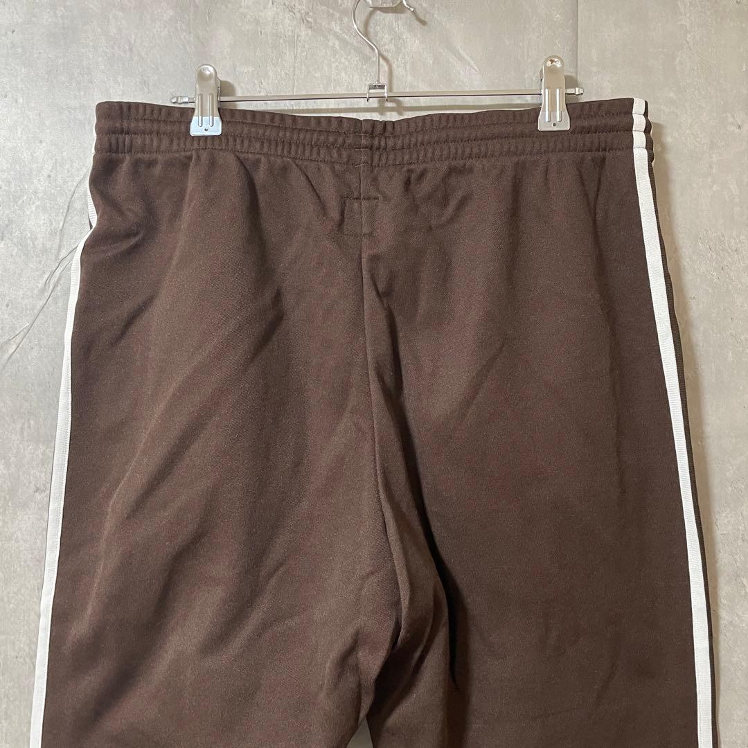 adidasアディダストラックパンツジャージ茶色ブラウン刺繍ロゴワイドフレア希少