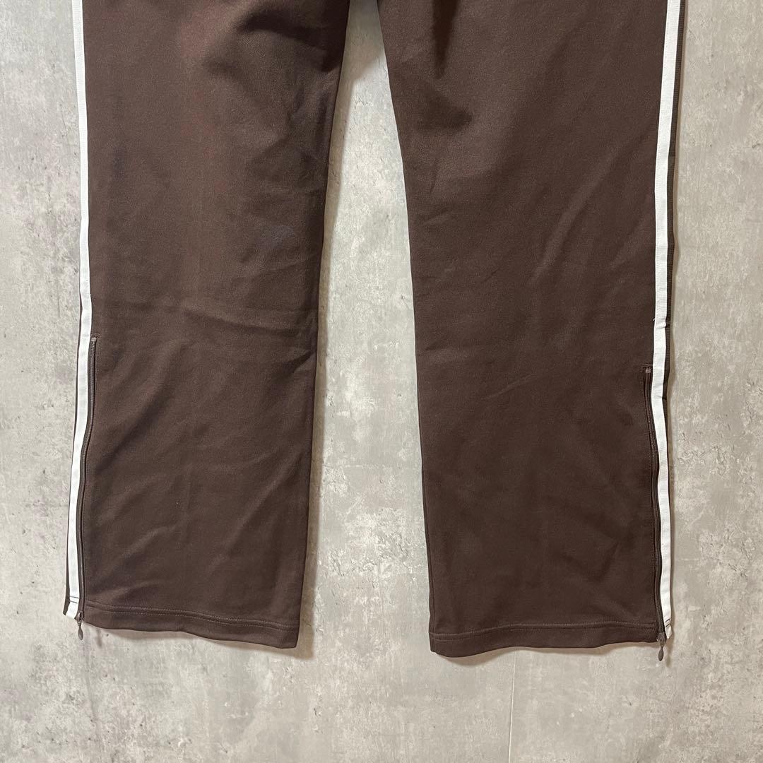adidasアディダストラックパンツジャージ茶色ブラウン刺繍ロゴワイドフレア希少