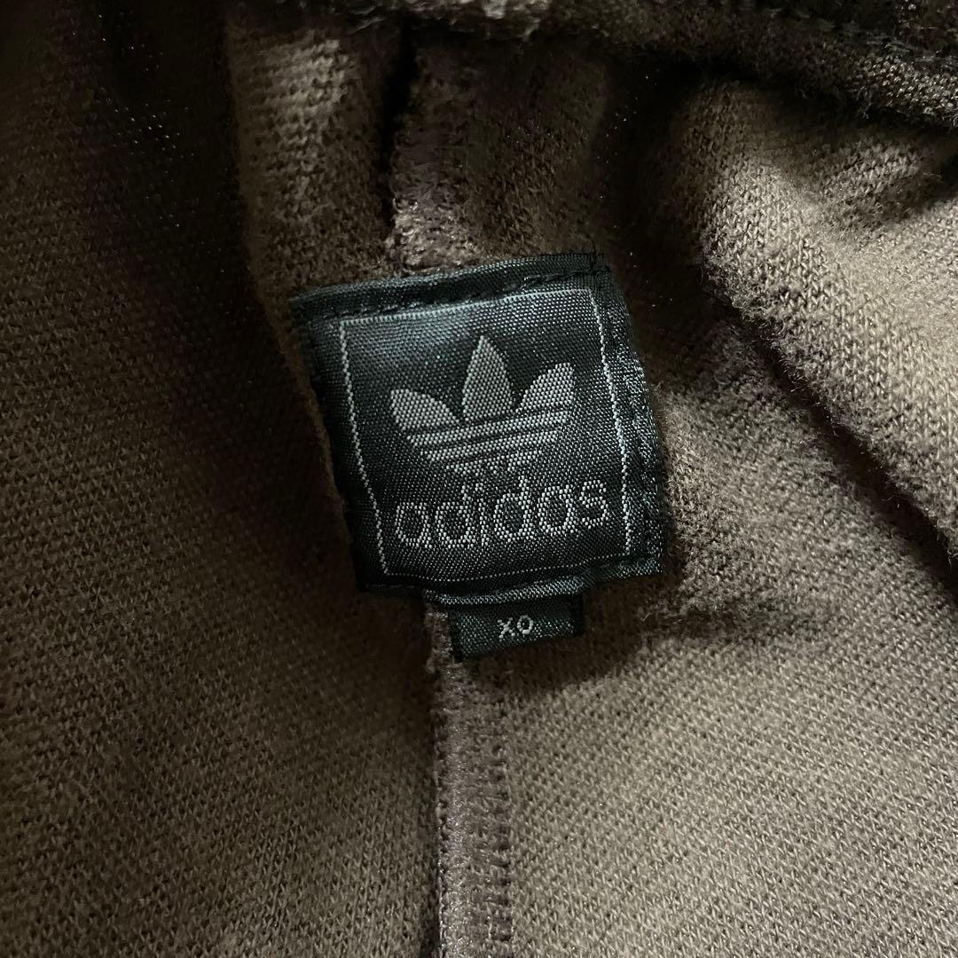 adidasアディダストラックパンツジャージ茶色ブラウン刺繍ロゴワイドフレア希少