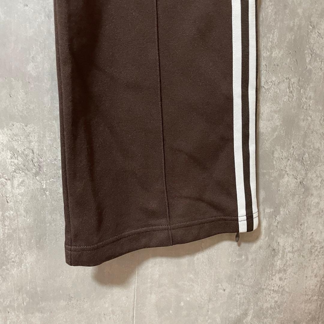 adidasアディダストラックパンツジャージ茶色ブラウン刺繍ロゴワイドフレア希少