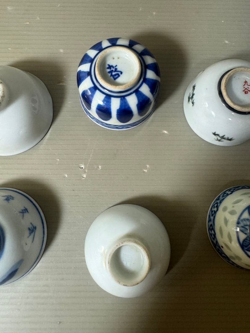 2496 まとめ売り　九谷焼　猪口　6客　時代物