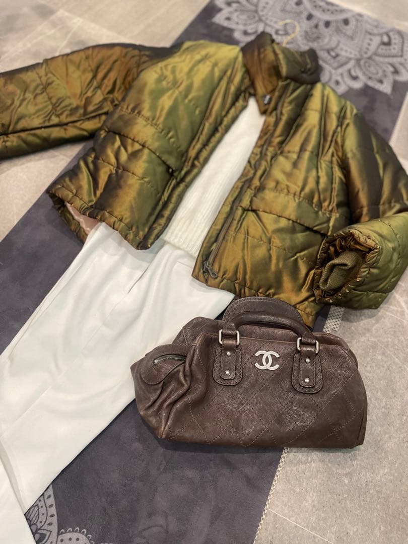 CHANEL ダウンジャケット40 silk 100% オーバーサイズ