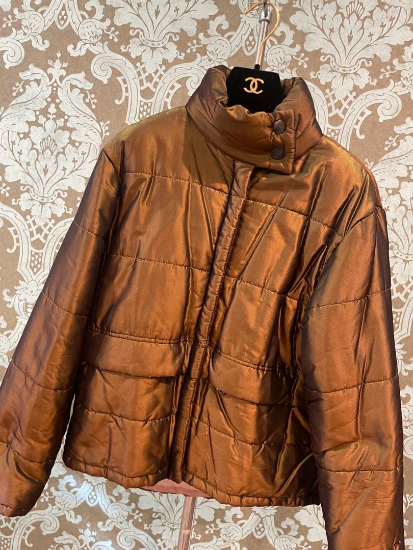CHANEL ダウンジャケット40 silk 100% オーバーサイズ