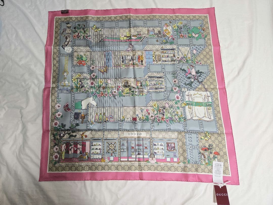 GUCCI グッチ プリント シルクツイル スカーフ ギフトボックス 新品未使用