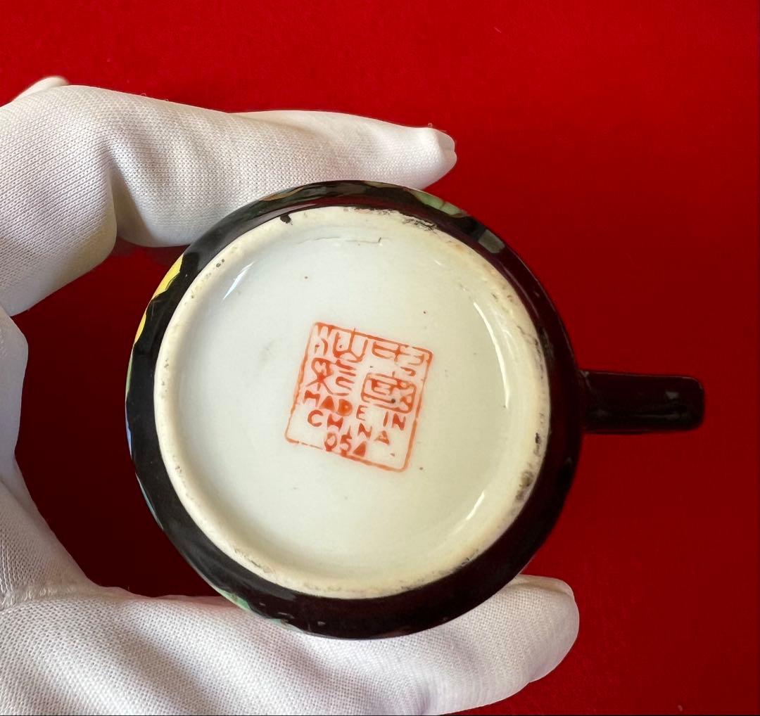 中国美術古玩 汕彩 百花不落地Tea Cup Coffee Cupカップソーサー