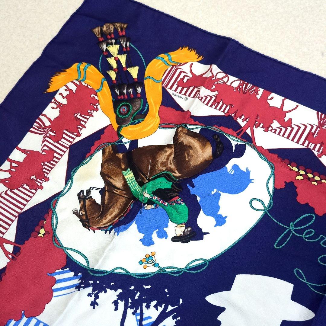 HERMES エルメス 馬と騎手デザイン スカーフ フランス製