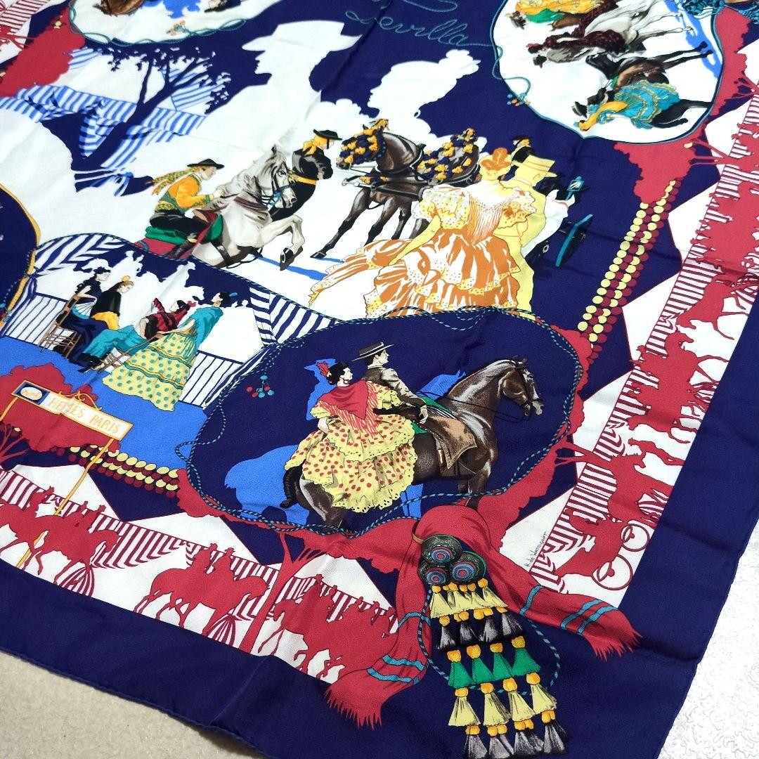 HERMES エルメス 馬と騎手デザイン スカーフ フランス製