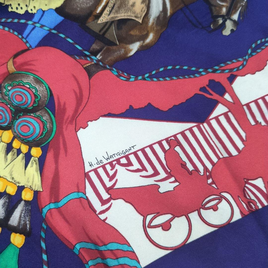 HERMES エルメス 馬と騎手デザイン スカーフ フランス製