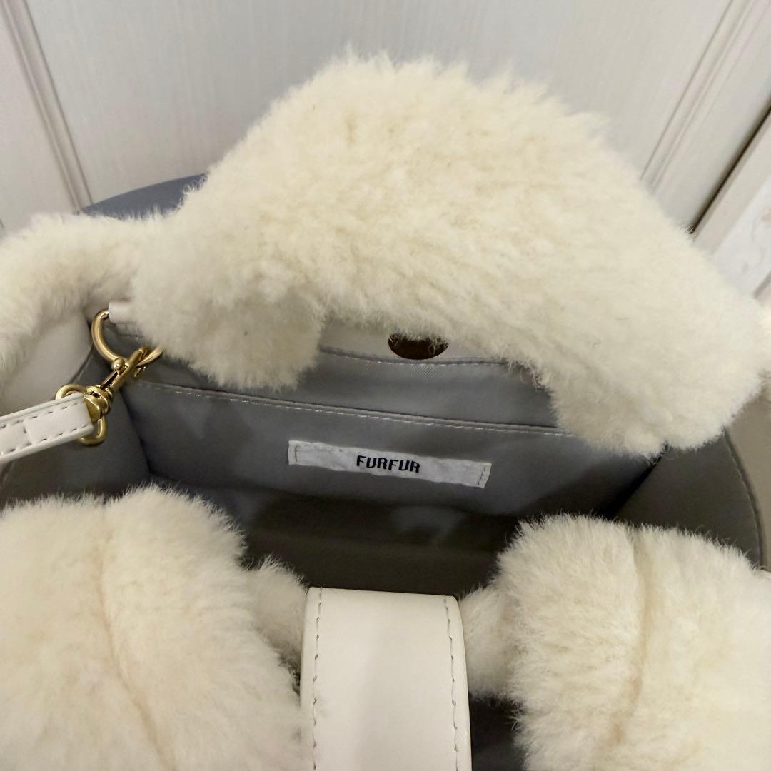 FURFUR ムートンロゴトートバッグ チャコールグレー