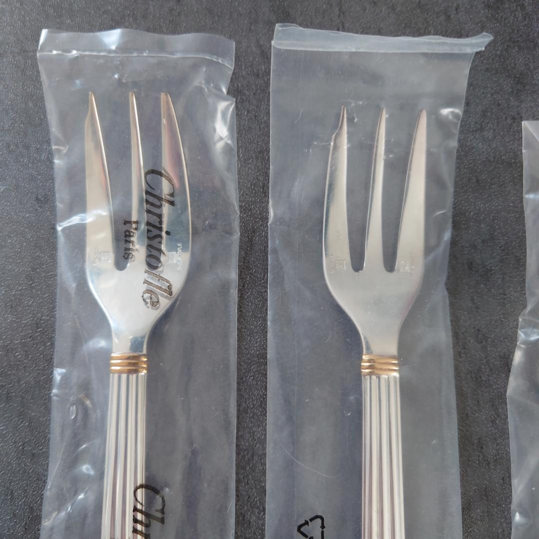 クリストフル アリアゴールドリング ケーキフォークコーヒースプーン 未開封 4点