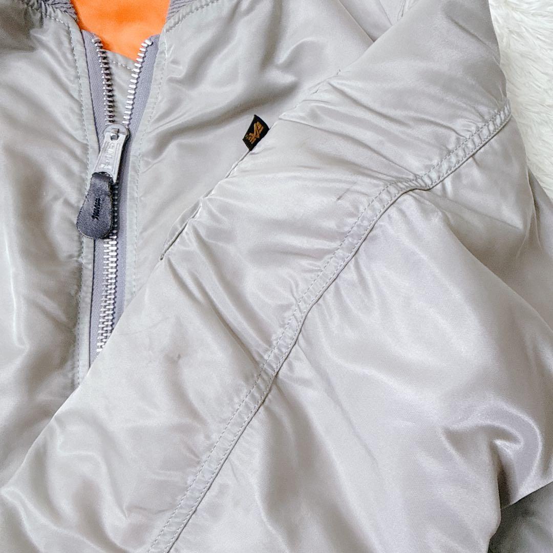 【USA製】アルファ MA-1 フライトジャケット シルバー Lサイズ　中綿