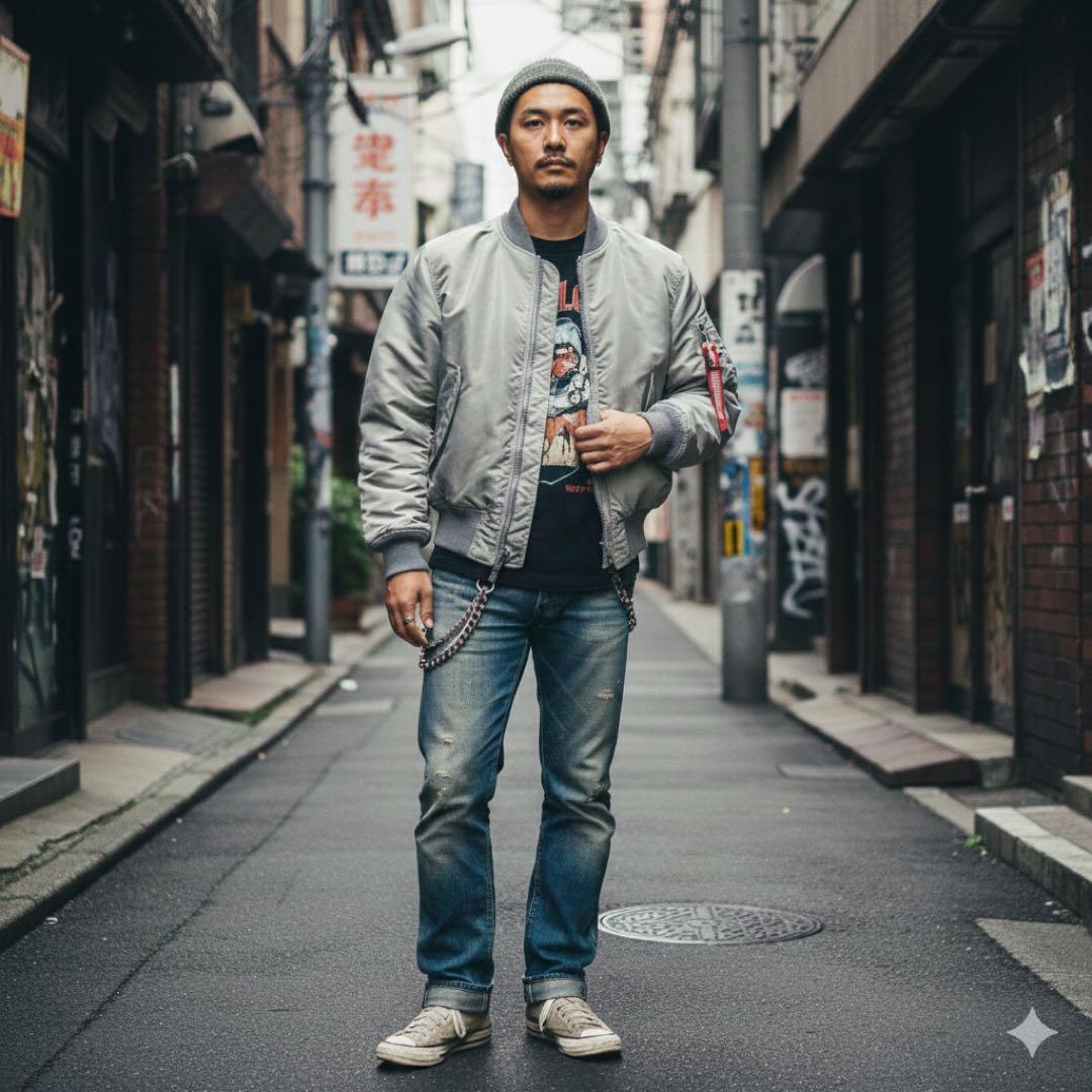 【USA製】アルファ MA-1 フライトジャケット シルバー Lサイズ　中綿