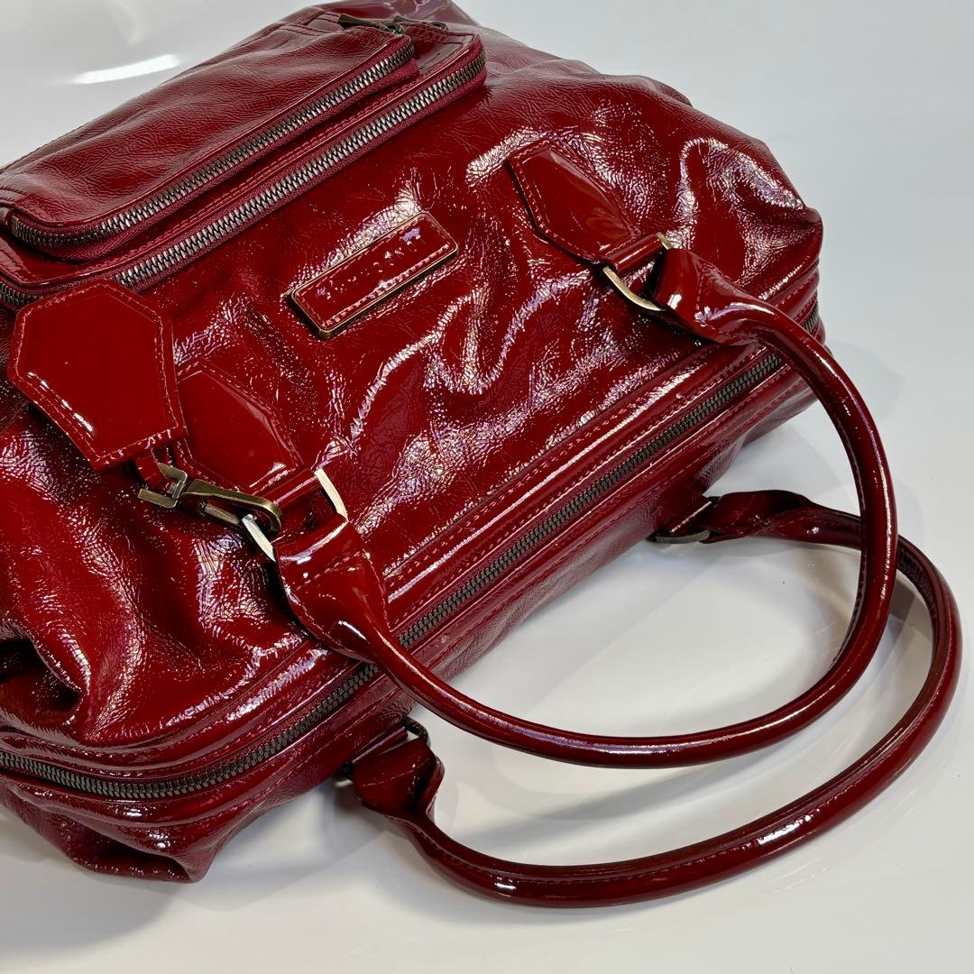極美品 ロンシャン レジェンド パテントレザー ドクターバッグ ハンドバッグ 赤