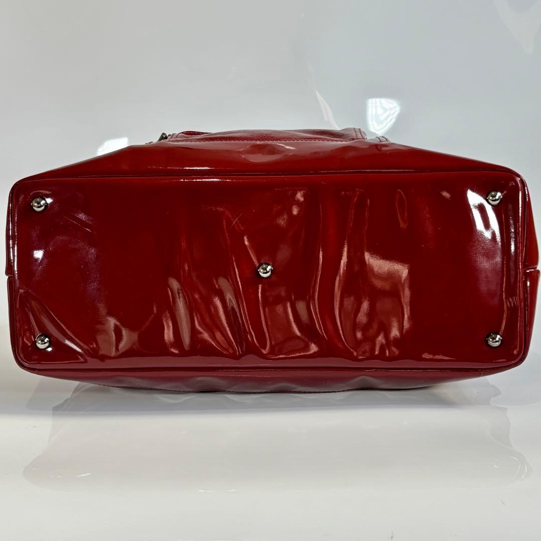 極美品 ロンシャン レジェンド パテントレザー ドクターバッグ ハンドバッグ 赤
