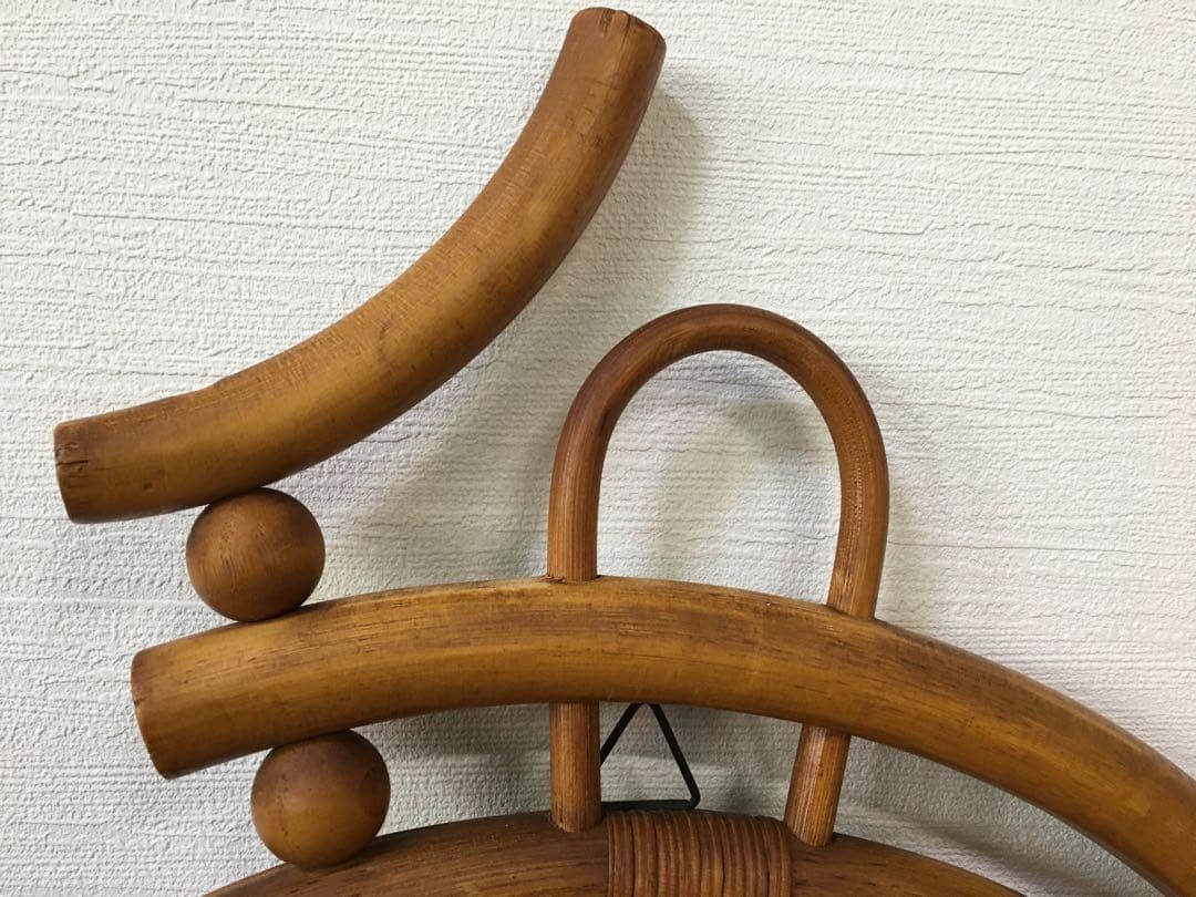 ラタン壁掛けミラー　アンティーク