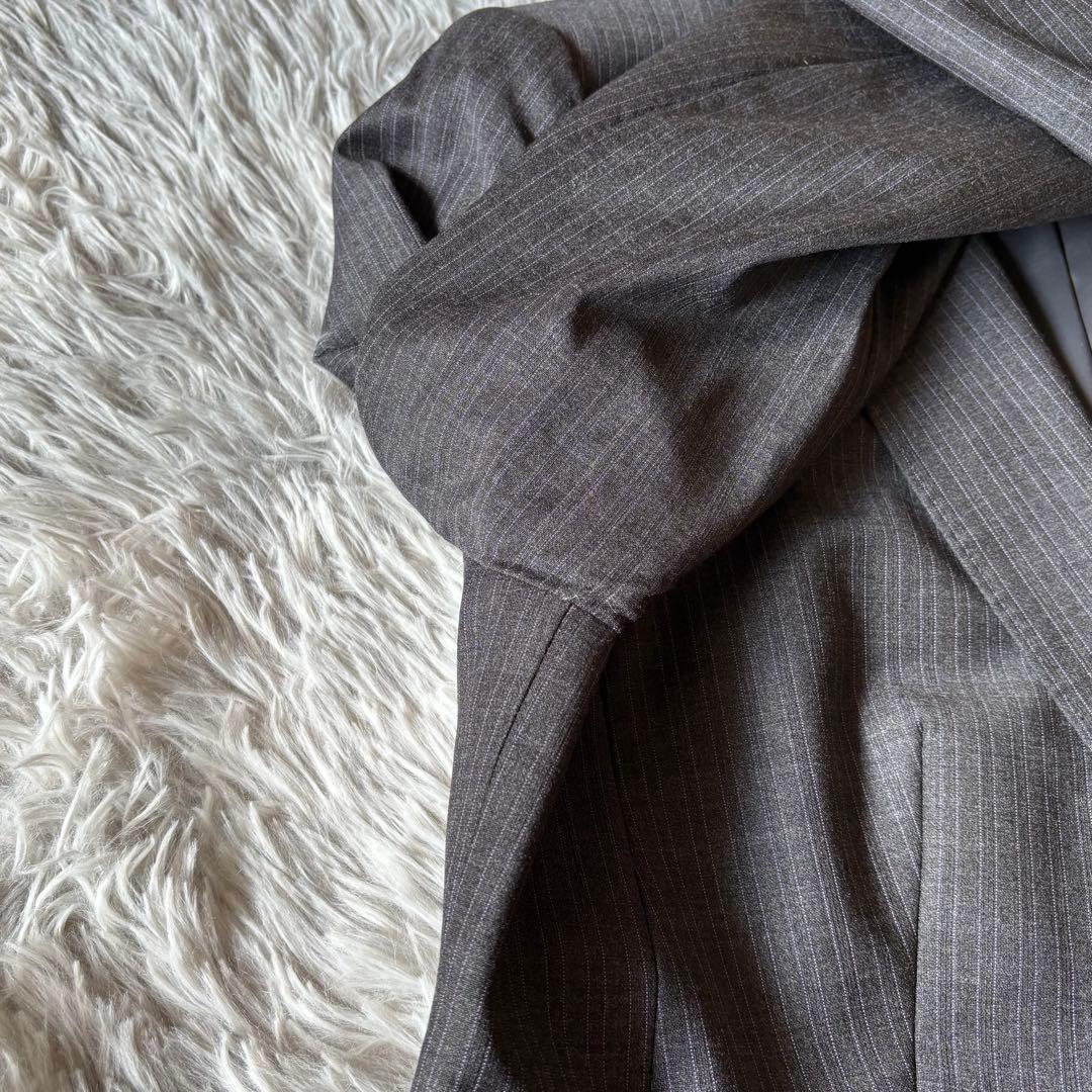 23区 44 XL オンワード樫山 ゆったり パンツスーツ グレー ストライプ