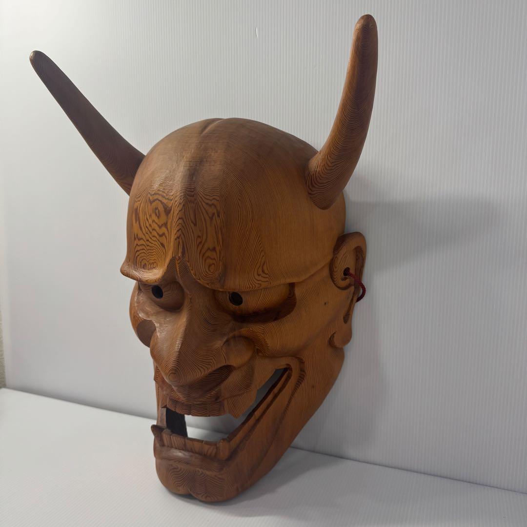 【極希少】 政落款 一刀彫 般若 能面 特大 木彫 迫力抜群 約50cm 逸品