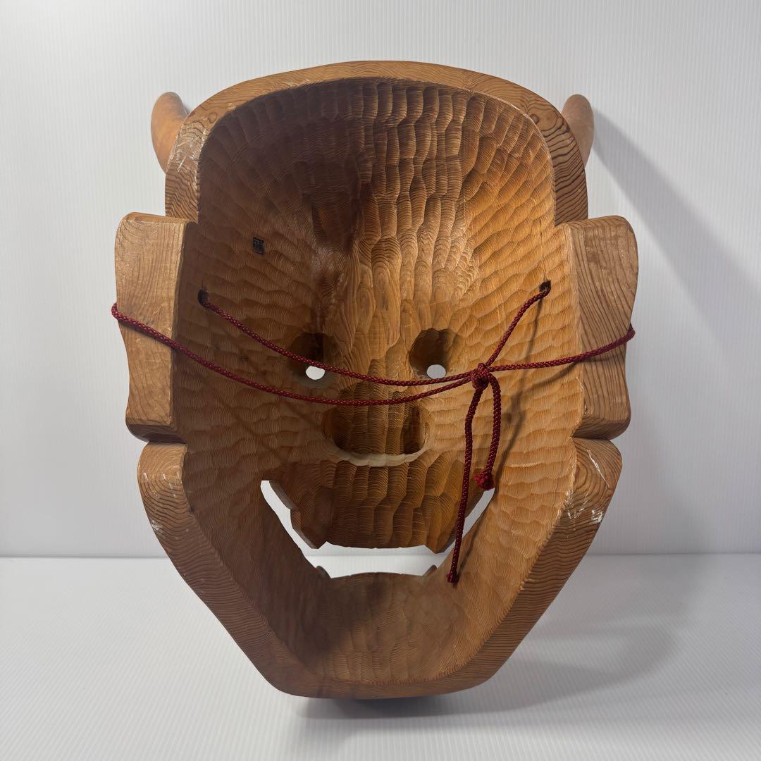 【極希少】 政落款 一刀彫 般若 能面 特大 木彫 迫力抜群 約50cm 逸品