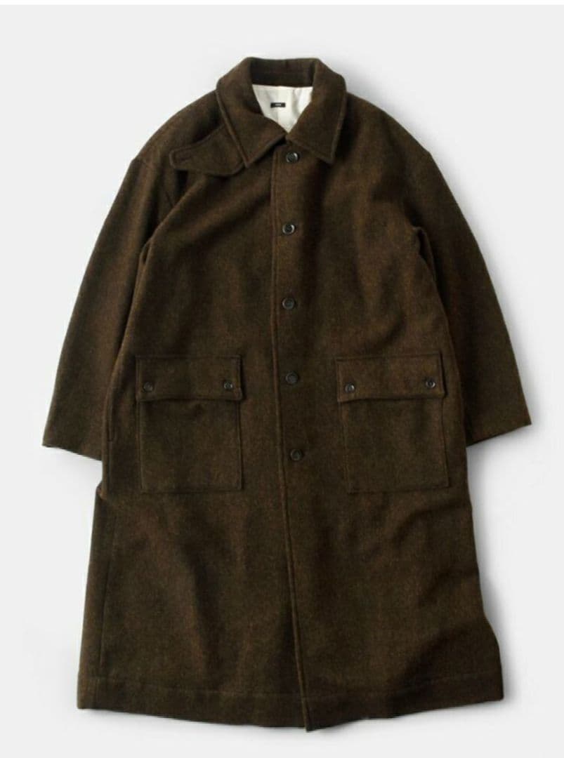 tissu ヘリンボーン　スタンドカラーコート