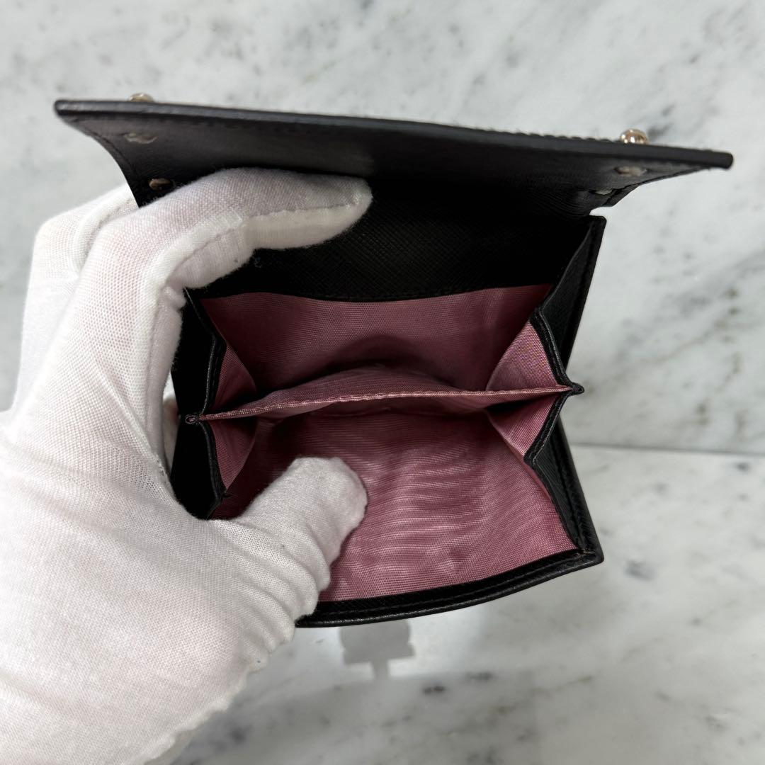 美品 サルヴァトーレフェラガモ 三つ折財布 ガンチーニ 銀 SILVER 黒