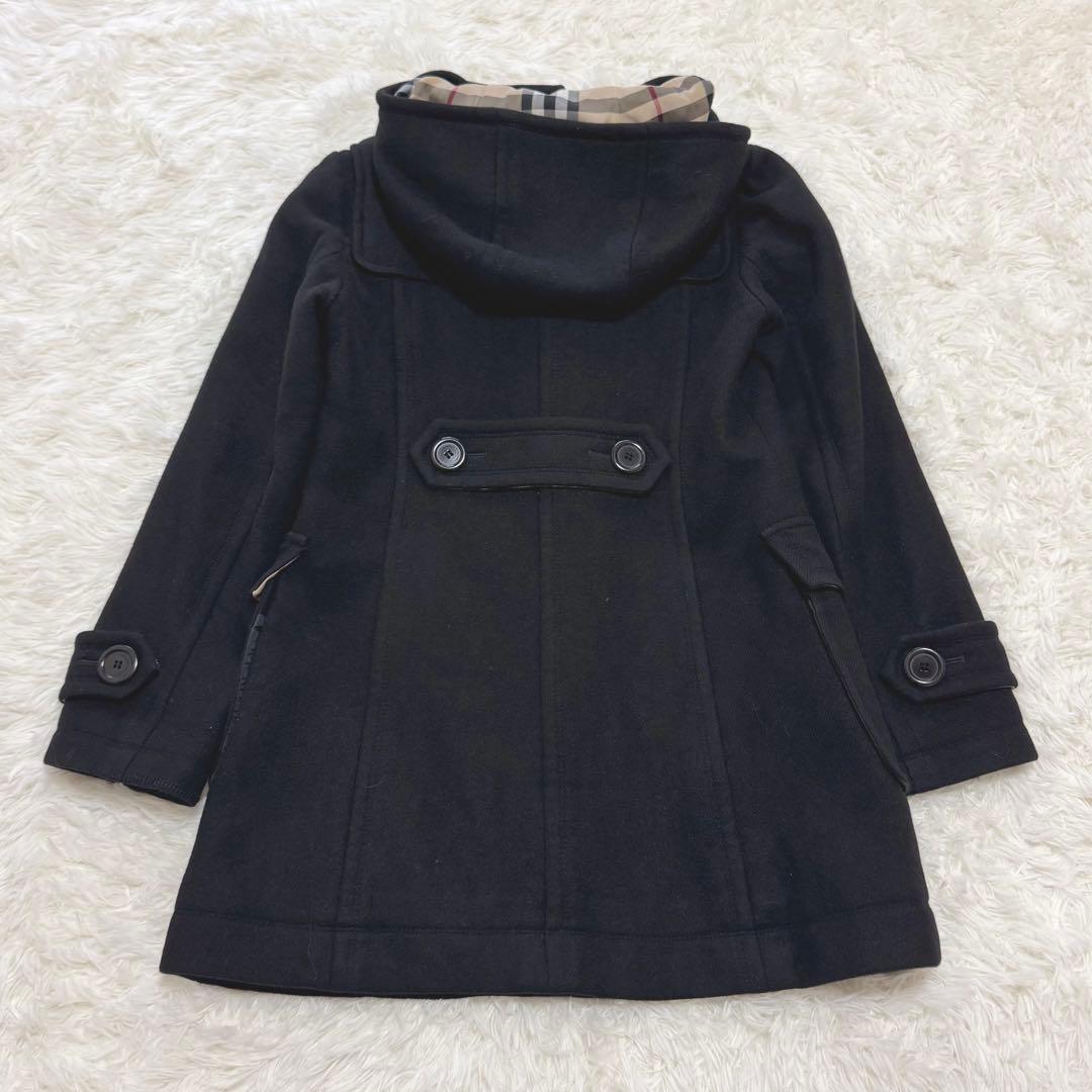 バーバリーブルーレーベル ダッフルコート アンゴラ混 ノバチェック フード付き