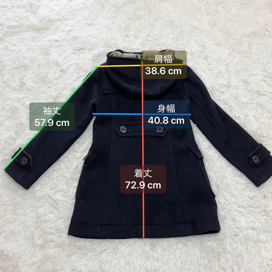 バーバリーブルーレーベル ダッフルコート アンゴラ混 ノバチェック フード付き