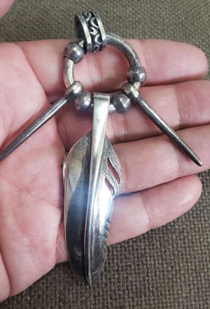 インディアンジュエリー 特大 フェザー トップ 10cm 40ｇ